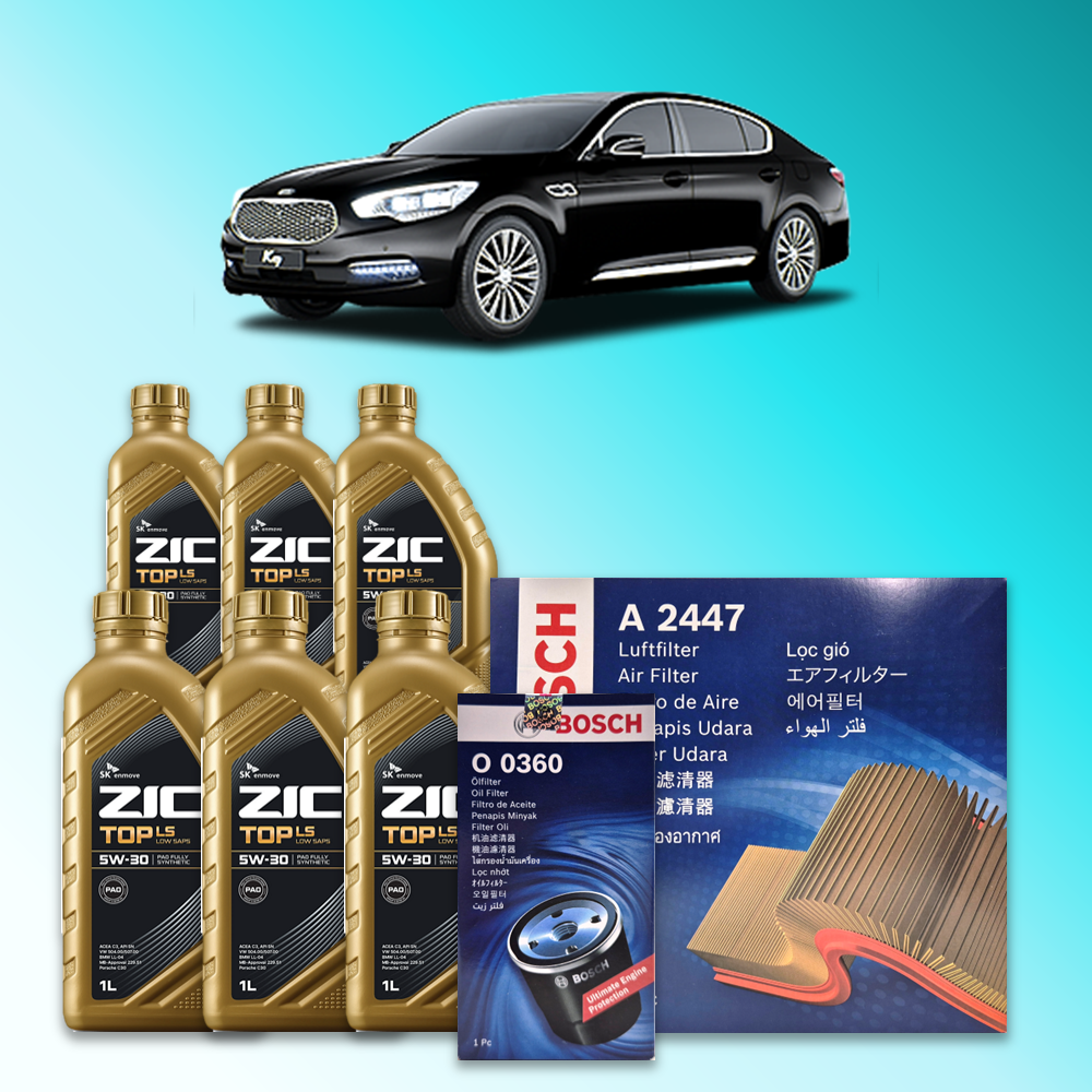 더 뉴 K9 (KH) 3.8 가솔린 엔진오일세트 SK 지크 탑 LS 5W30 (ZIC TOP LS) 110,300원