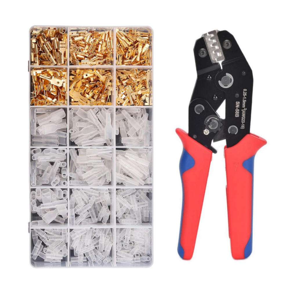 DIY신주압착단자 골드 588pcs (압착기포함) 터미널 커넥터 압착 황동 평단자 전선 연결 배선, 1세트 31,900원