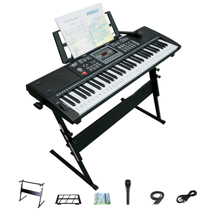 린보 61key 입문용 가정용 전자 디지털피아노+마이크+Z자 스탠드+악보대, 블랙, 1개 77,900원