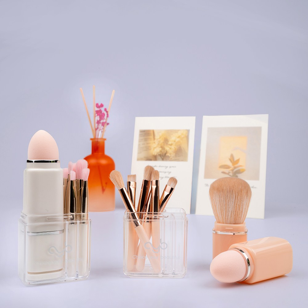 휴대용 사각 미니 메이크업 브러쉬 8종세트 8in1, 1개, 화이트 6,900원