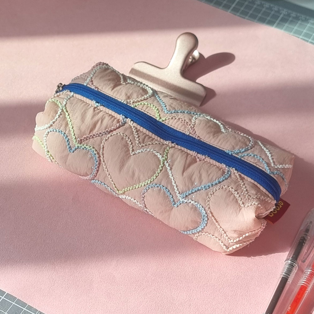 하트라인 중학생 고등학생 필통 천필통 핸드메이드, 1개, 아이보리 12,900원