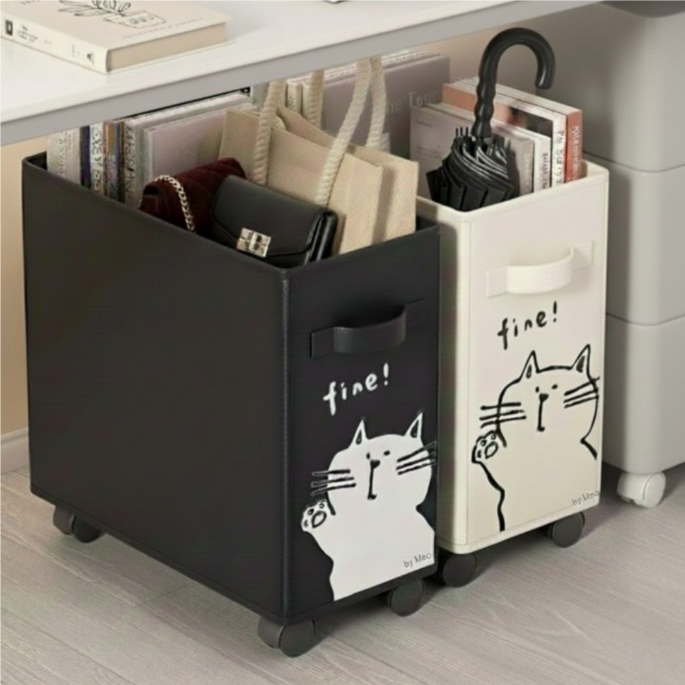 by Meo 책상 밑 공간 수납 정리함 이동식 잡동사니 틈새 바구니 접이식, 1개, 베이지 11,800원