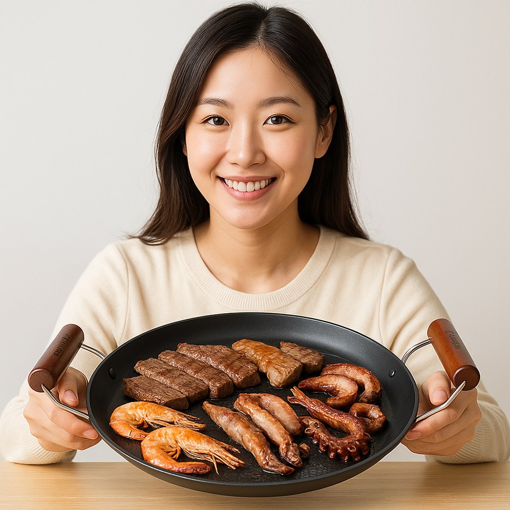 국내산 인덕션 통주물 고기불판 그리들 그리들팬 가정용 캠핑 바베큐 고기 무쇠 그릴 + 보관가방 65,000원