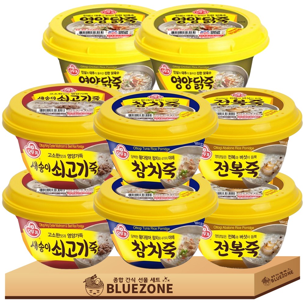 오뚜기 즉석 죽 4종 8개 세트(전복죽2+영양 닭죽2+참치죽2+새송이쇠고기죽2), 1개 22,900원