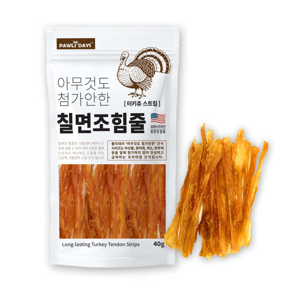 폴리데이 강아지 아무것도 첨가안한 육포 터키츄, 40g, 1개, 칠면조힘줄 스트립 8,500원