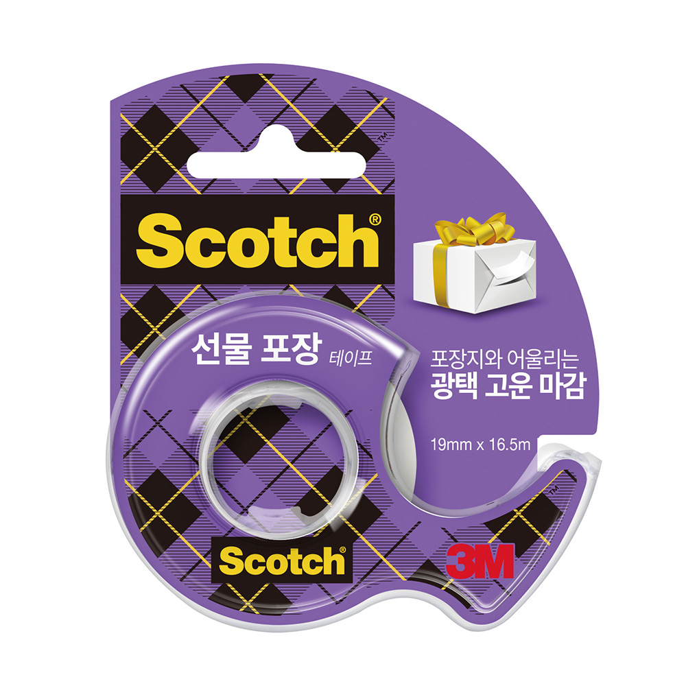 3M 스카치 선물 포장 테이프 디스펜서 15D 19mm x 16.5m 매직 반투명 테이프, 단품 3,440원