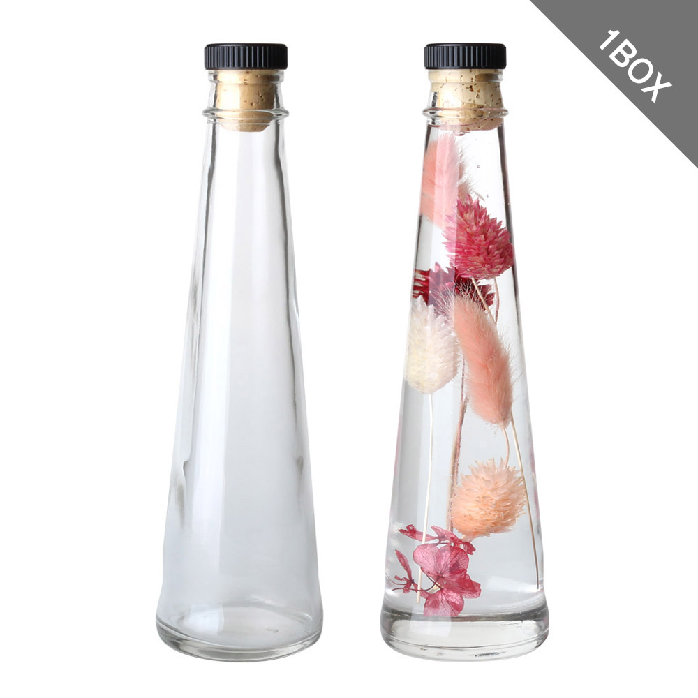 [홈앤라이프] 하바리움용기 투명원형삼각오일200 낱개, 투명원형삼각오일200-코르크블랙캡 59,000원