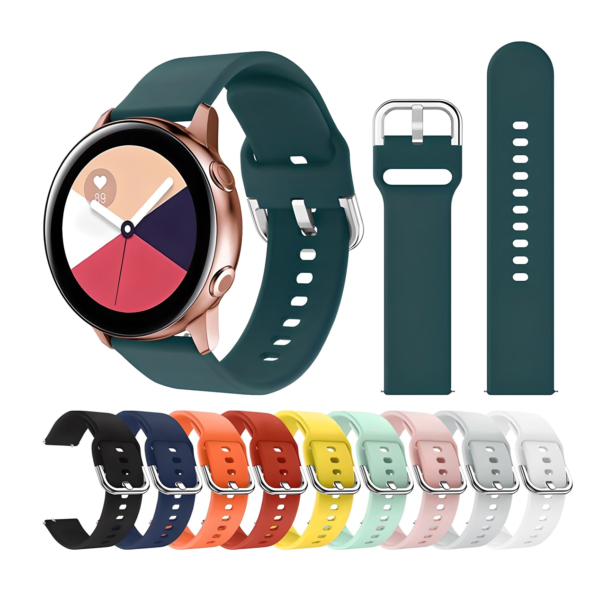 스토리메이커 갤럭시워치5 4 3 클래식 액티브2 전기종호환 실리콘 스트랩밴드 시계줄 20/22mm 10컬러 4,900원