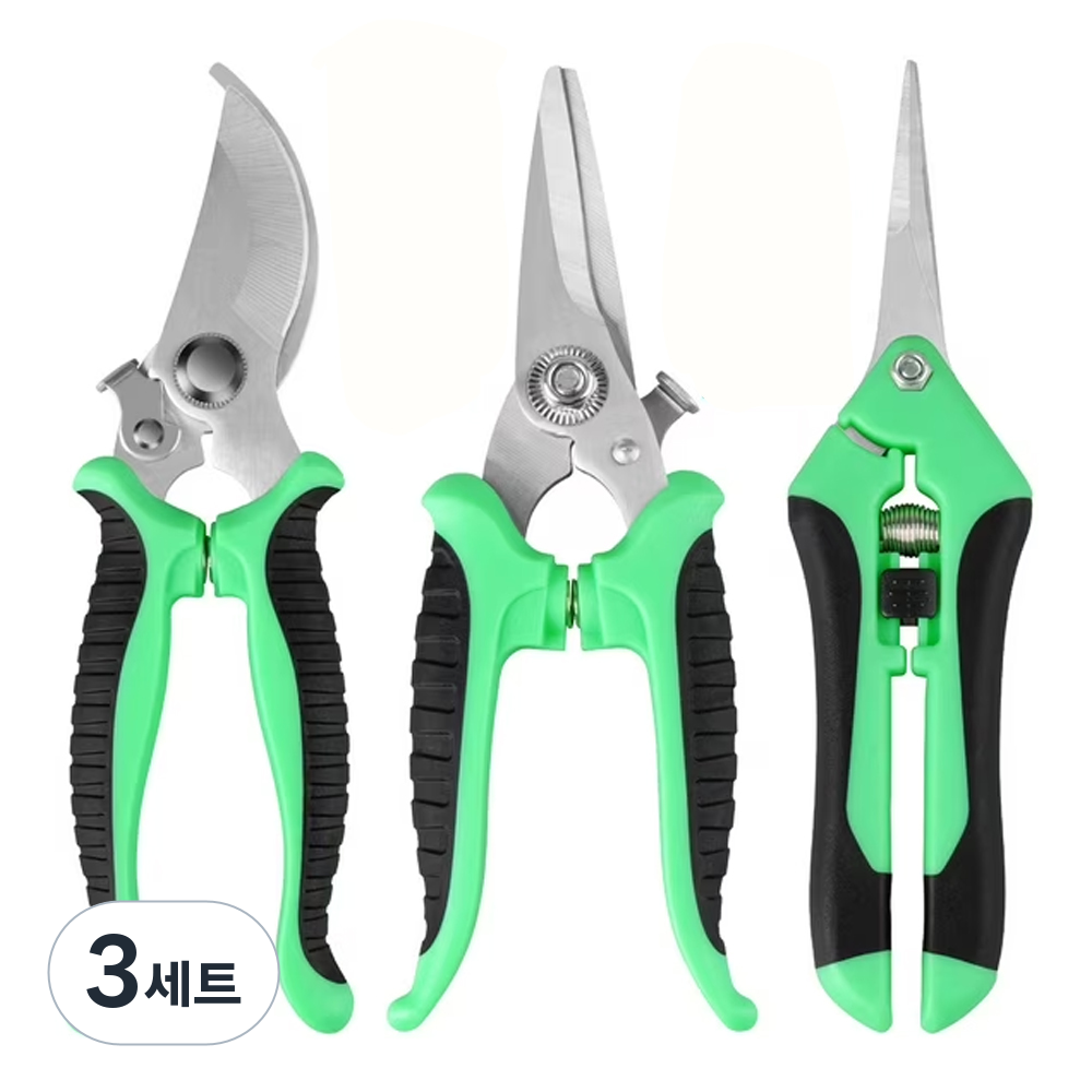3종세트 강력 다용도 원예 전정가위 정원 가꾸기 가지치기 화초분재 과일 따기 농장 전용 프리미엄 정원가위, 그린, 3세트 28,930원