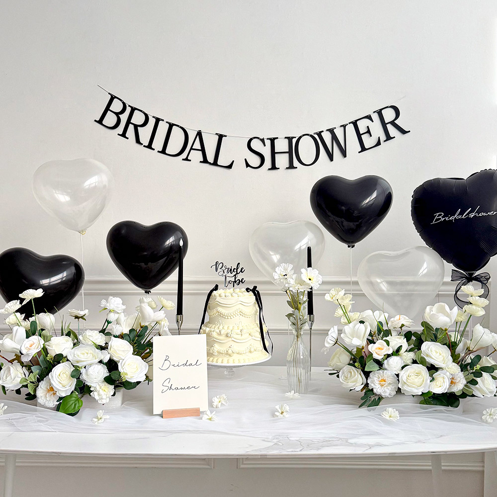 파티몬 브라이덜샤워 하트 풍선 소품 가랜드 홈 파티 용품 슬림 심플 블랙 17,500원