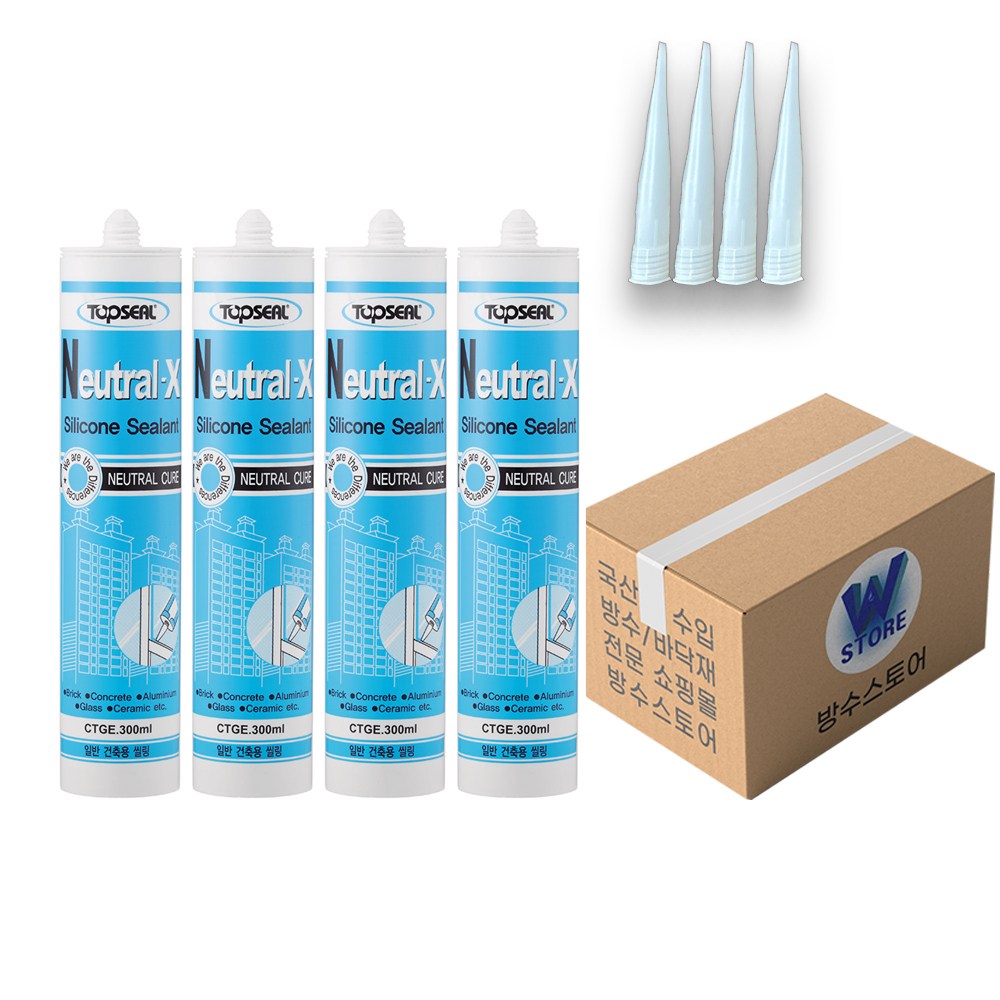 [나우케미칼] 탑씰 무초산 실리콘 창틀 샷시 창호 유리 방수 비초산 아이보리 뉴트럴 X, 4개 9,500원