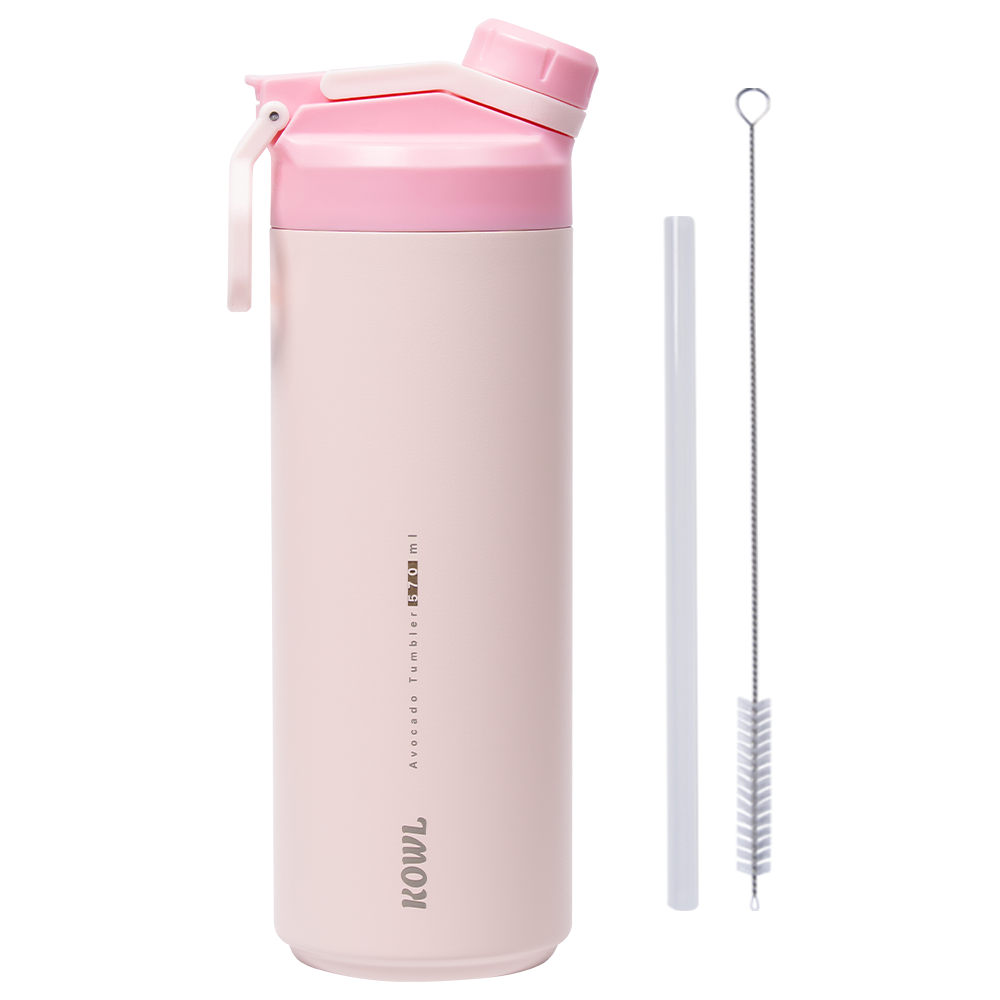 코울 아보카도 듀얼 스파우트 빨대 손잡이 휴대용 진공 보온보냉 스텐 텀블러, 1개, 570ml, 팬지 핑크 32,800원