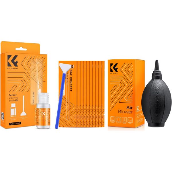 K&F Concept 24mm 풀프레임 센서 클리닝 스왑*10개 + 20ml 클리너 에어 블로어 니콘 소니 캐논 DSLR 카메라 호환 86,100원