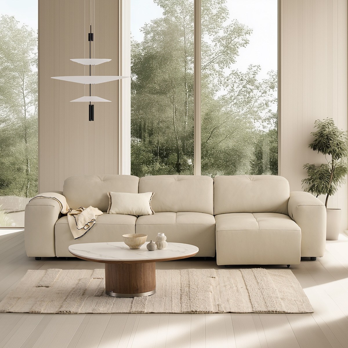 리바트 카모아 4인 가죽 슬라이딩 리클라이너 소파 3,990,000원