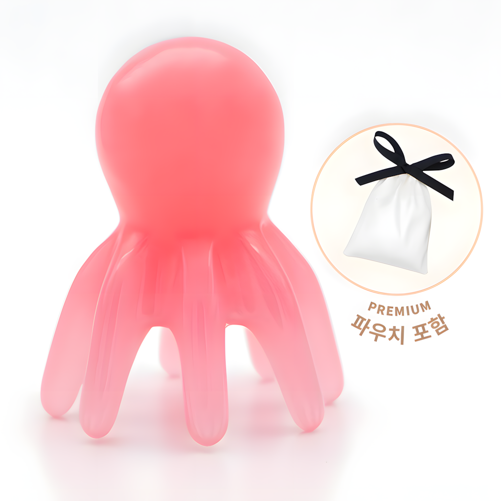 대형 두피괄사 왕문어형 휴대용 머리 지압 경락 수지 괄사 마사지기+파우치 6,780원