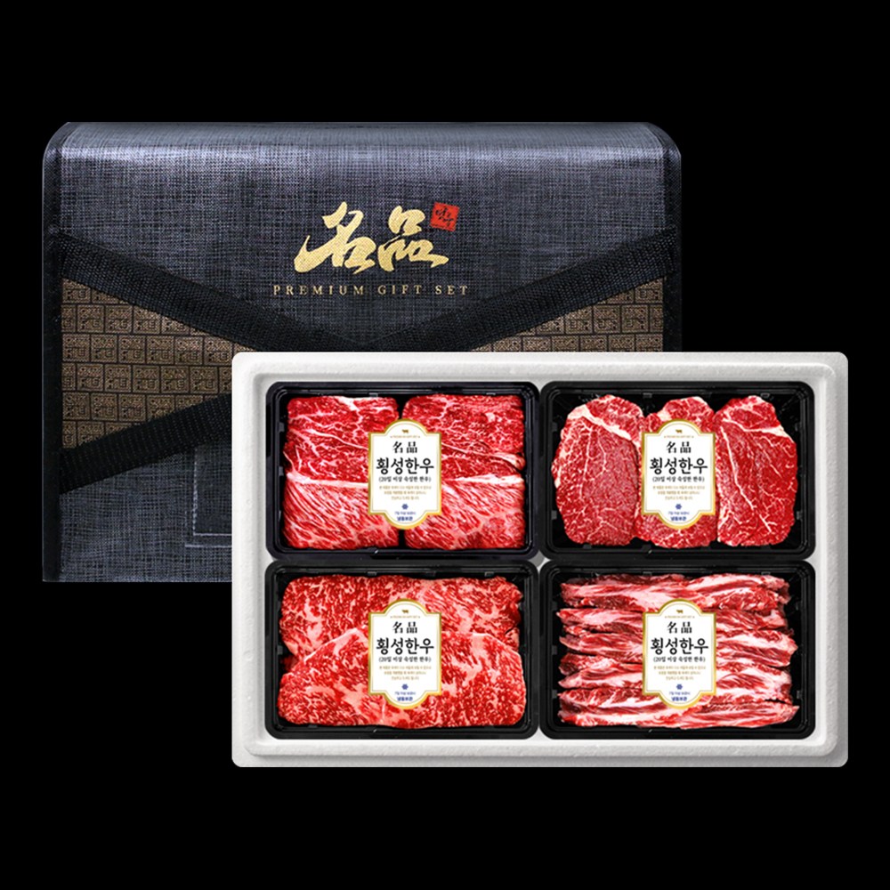 귀한 횡성한우 명품구이 세트 1호 1.6kg (1등급 꽃등심+안심+채끝+특수부위) 냉장, 1세트 269,000원