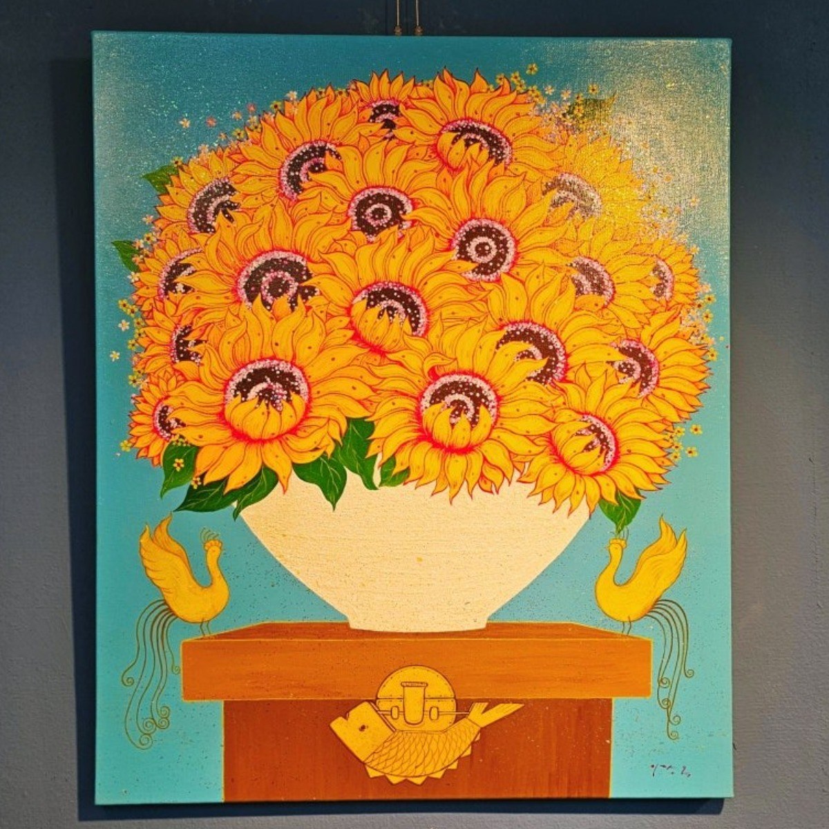 이장옥 20호 원화 - 해바라기 복을 담는 그림액자 거실 사무실 풍수 인테리어 3,000,000원