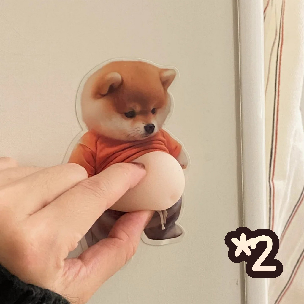 강아지 뱃살 쥐어짜기 장난감 차량용 문콕방지 스티커 귀여운 시바견 고양이 스티커 1+1, set1 7,330원