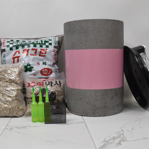 모던레시피 높은 원형 시멘트 테라조 화분 간편 분갈이 세트 / 중형 대형 실내 인테리어용 롱 실린더 디자인 세척 마사 난석 분갈이흙 서랍식 받침 포함 59,900원