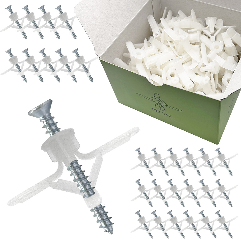ST 동공앙카 12mm 100개 + 나사 100개 석고앙카 석고보드 앙카 천공 천장 피스 못, 1세트 11,500원