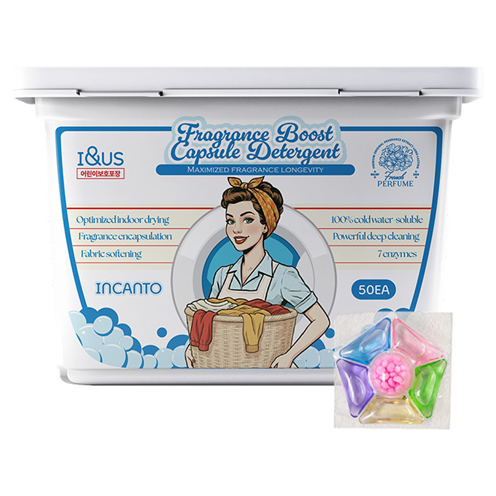 아이앤어스 프리미엄 초고농축 향기 부스터 올인원 실내건조 일반 드럼 전용 캡슐 세탁 세제, 1개, 50개입 8,900원