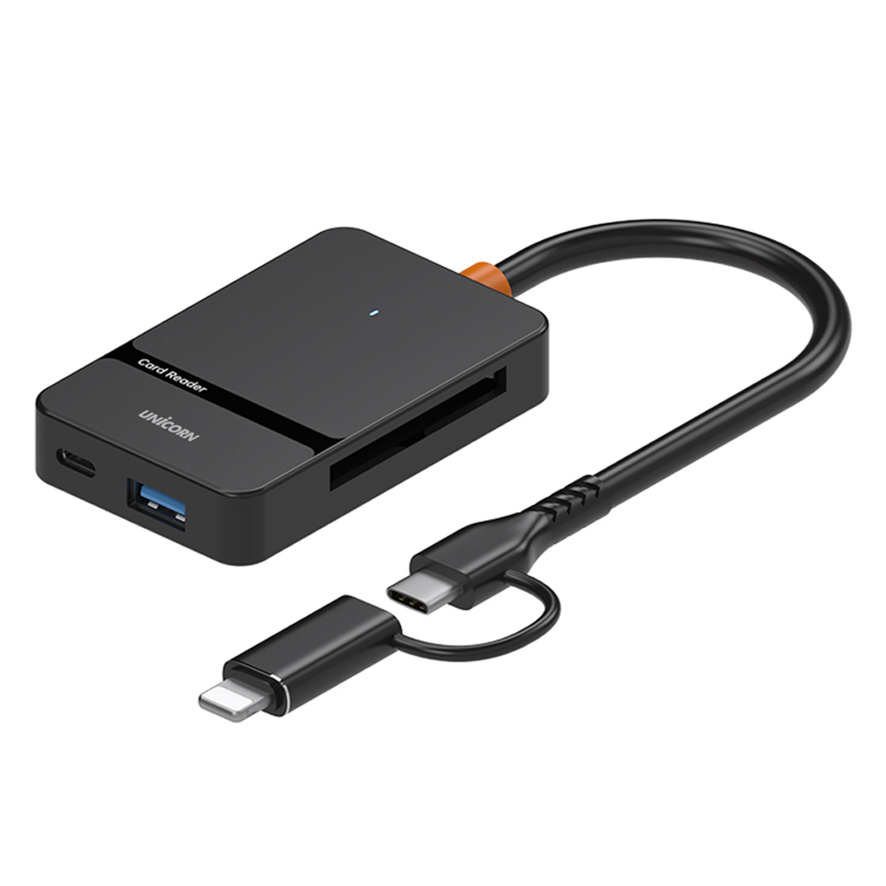 유니콘 USB 통합 멀티 6in1 USB3.2 Gen1 Type-C & 8핀 듀얼컨넥터 카드리더기, XC-7000M, 블랙, 1개 16,600원