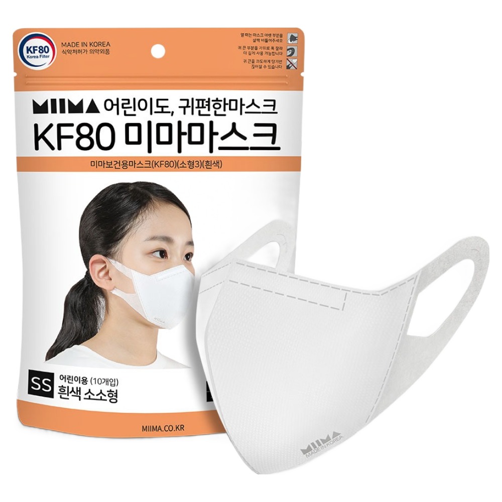 미마 보건용 마스크 소소형 SS KF80, 흰색, 1개, 10개입 10,400원