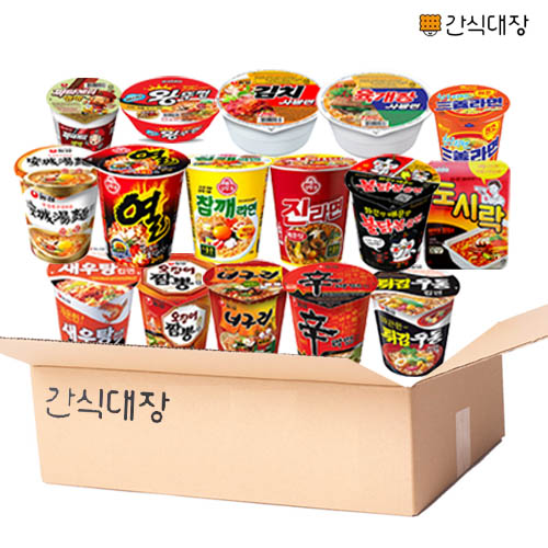 [간식대장]소컵라면 16종 신라면 너구리 새우탕 오징어잠뽕 튀김우동 안성탕면 육개장 김치사발면 짜파게티범벅 진라면 참깨라면 열라면 삼양라면 불닭볶음면 도시락 왕뚜껑미니 24,650원