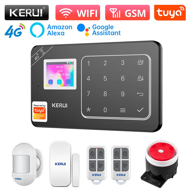 KERUI W184 4G 무선 WiFi 알람 시스템 GSM 홈 보안 도난 방지 Tuya 앱 동작 감지기 센서 Alexa Google 85,800원