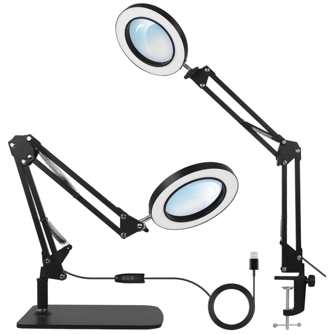 CROTOLO 5배 고배율 조명 확대경, 조절 가능한 암 스탠드, 중형 2-in-1 금속 베이스, 네일아트 및 공예 등 다양한 용도 36,000원