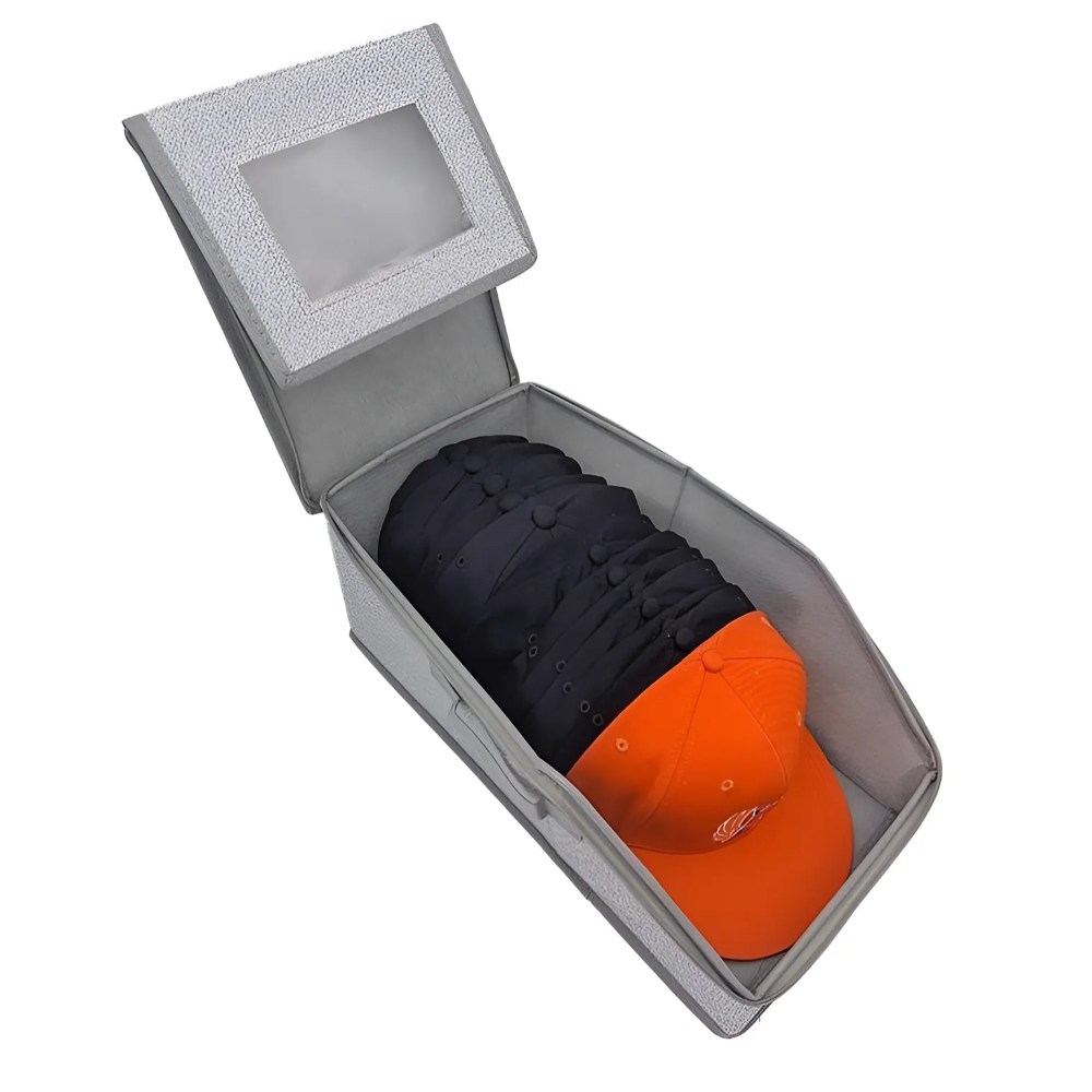 비브랜드 대용량 다용도 지퍼박스 먼지차단 모자 수납 정리 보관함, 1개, 그레이 9,600원