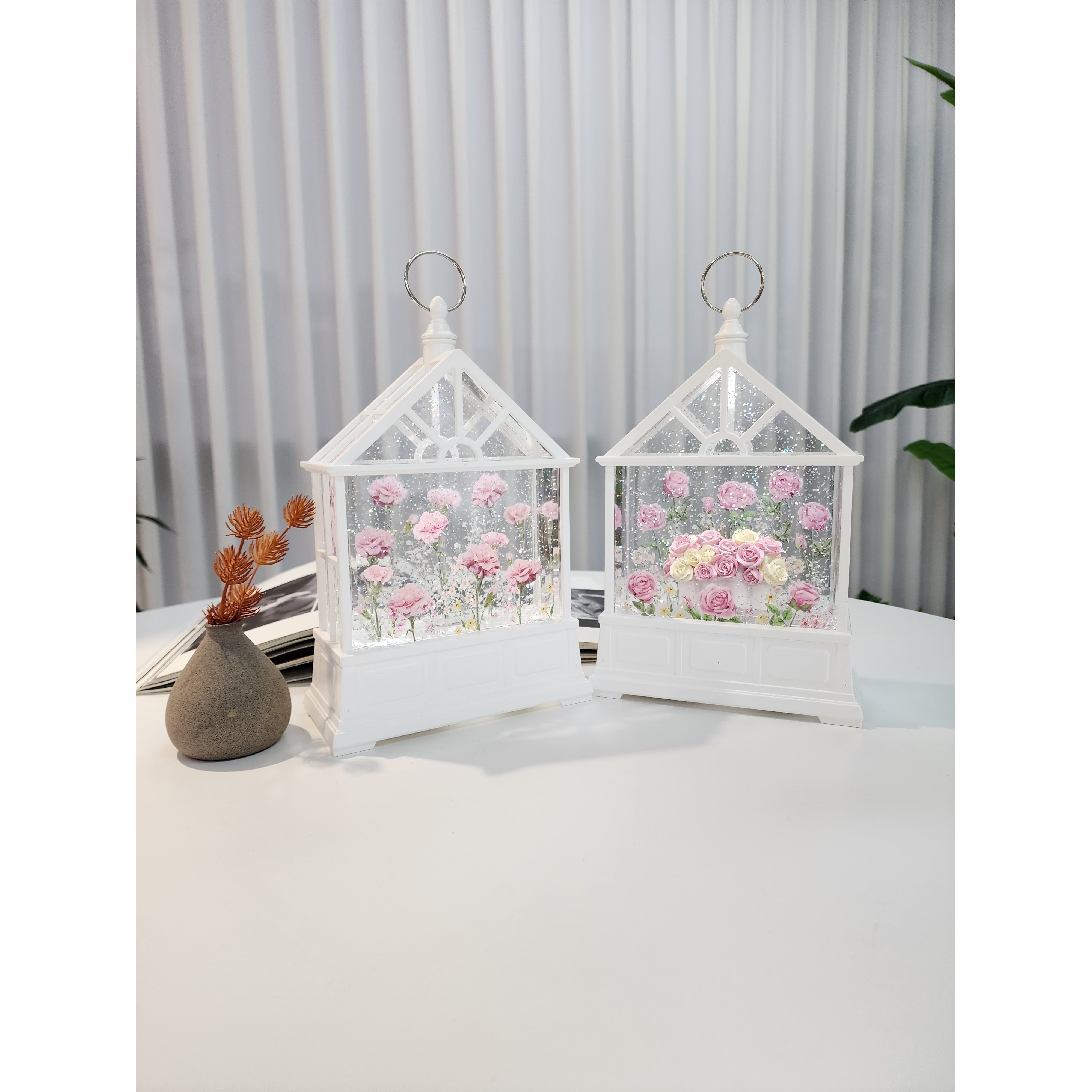 투명 하우스 플라워 워터볼 오로골 2type 개업선물 카페장식소품, 플라워002 63,360원