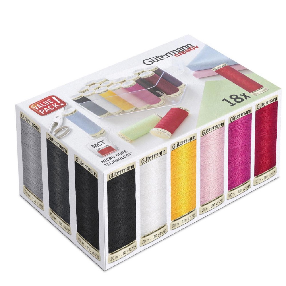 독일 구터만 아플리케실 폴리사100m 투명 프라스틱 BOX (18색상) 퀼팅실, 다용도 재봉실 손바느질 [얀스토어] 120,000원