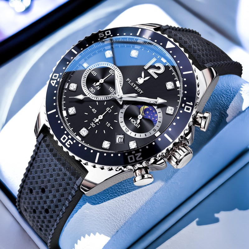 PLAYBOY 플레이보이 명품 남성 패션 손목시계 심플 디자인 러버밴드 쿼츠 방수 66,000원