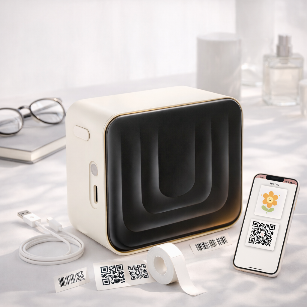 SOTCAR 라벨프린터 네임 라벨기 가정용 휴대용 미니 라벨스티커 프린터 (스티커 라벨지 x 1), 1개, 그림화이트 41,900원