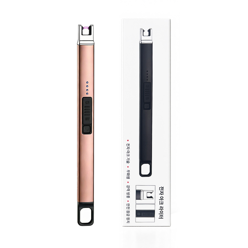 전자 아크 라이터 USB 충전식 무화염 캔들 라이터 방풍 안전잠금 (601333), 로즈 골드, 1개, 현재가 9,280원