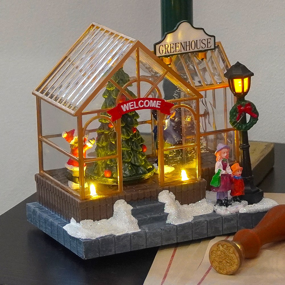 토이토 크리스마스 그린하우스 자동 오르골 빈티지 무드등 장식 소품, 1개, 단일색상 28,400원