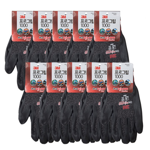 3M 프로그립 1000 장갑 L, 멜란지블랙, 10개 19,250원
