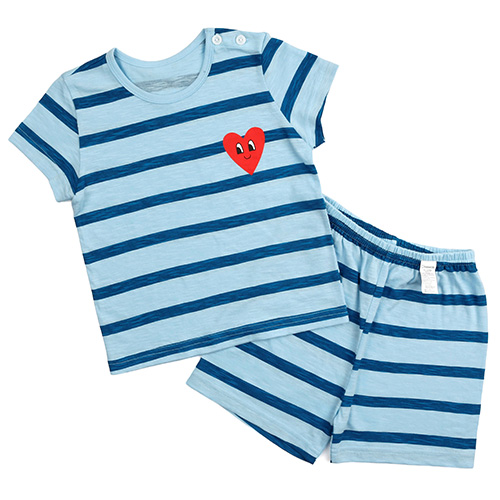 메이키즈 아동용 통기성 컬러 하트 포인트 5부 슬라브 실내복 상하 세트 9,900원