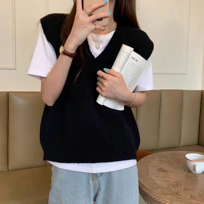 SunburstWonder 여성 추동 니트 베스트 브이넥 고급스러움 패션 18,800원