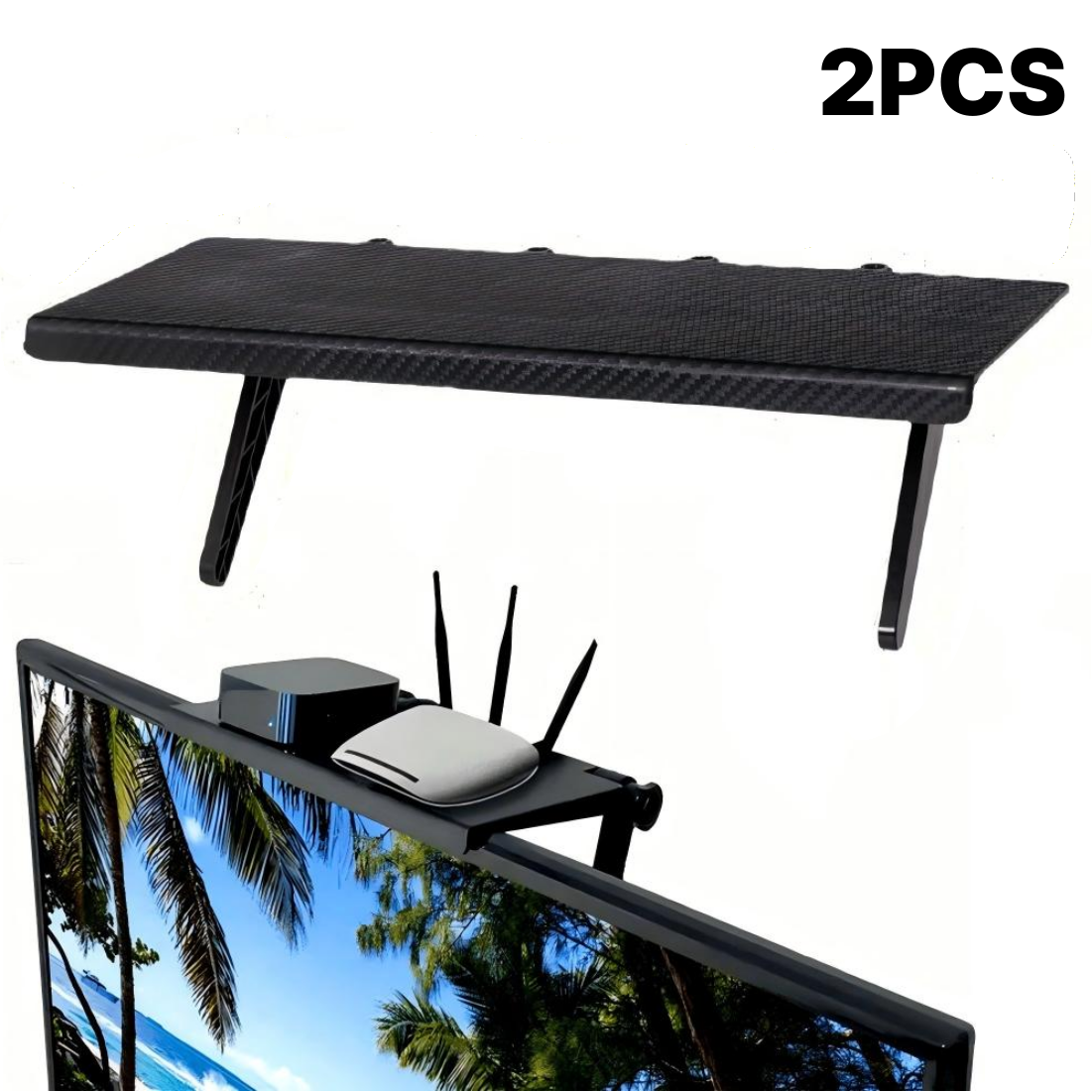 대형 TV 모니터 상단 선반 셋탑박스 공유기 거치대 2개입 세트 10,100원