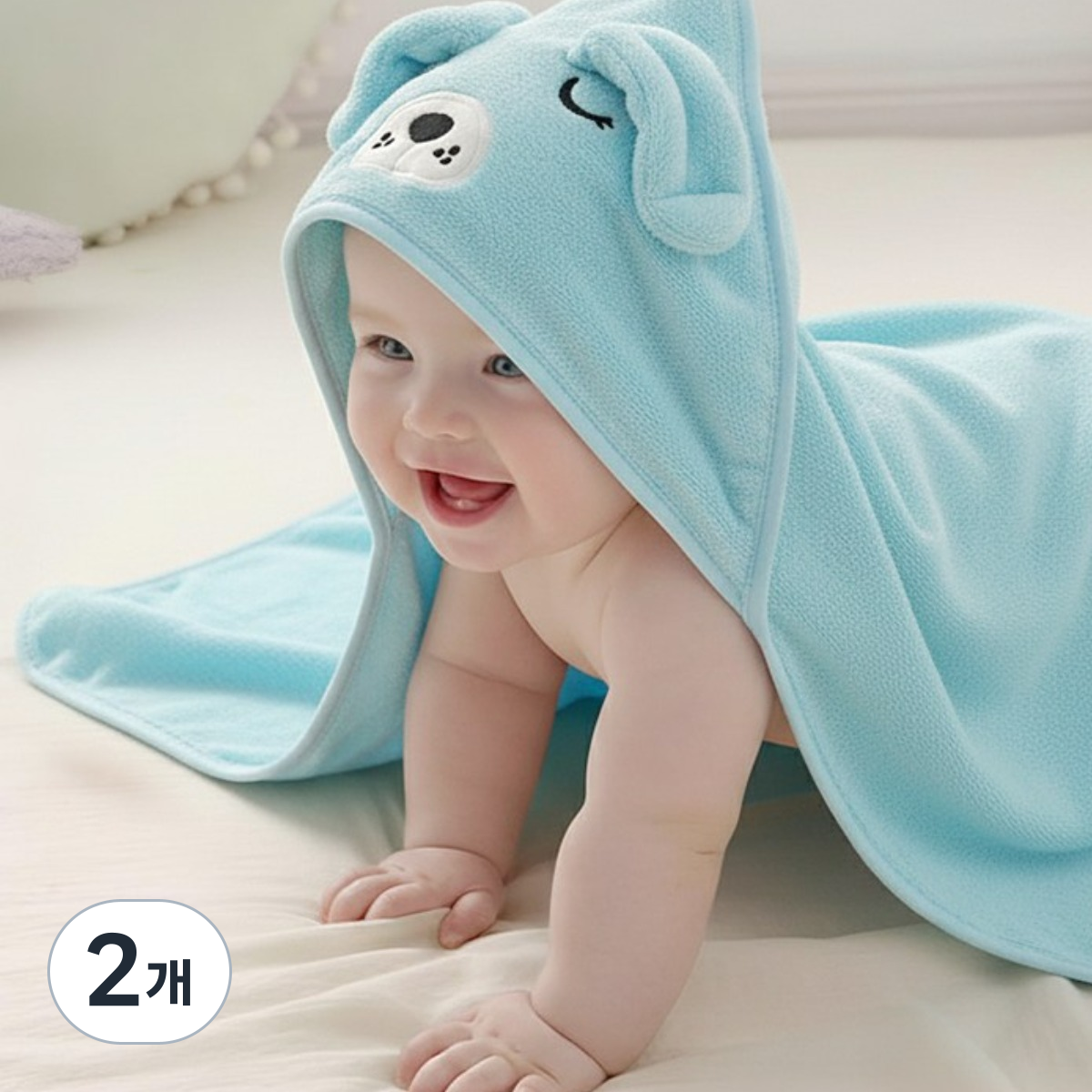 에뜨람 아기 목욕타올 샤워가운 수건 신생아 순면 베이비 후드 비치 KC인증상품, 퍼피 블루_목욕타올, 2개 16,870원