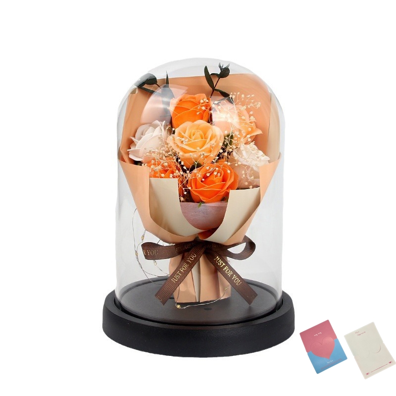 시그무드 유리돔 꽃다발 프리저브드 기념일선물 무드등, 장미 샴페인 18,900원