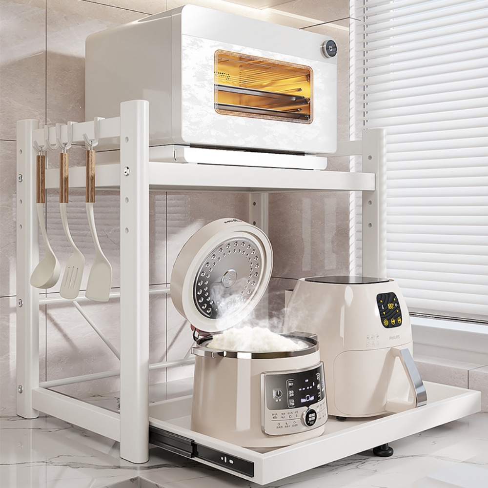 하이퍼랙 높이조절 2단 고강도 슬라이드 대형 전자레인지선반, 티탄 화이트, 1개 65,000원