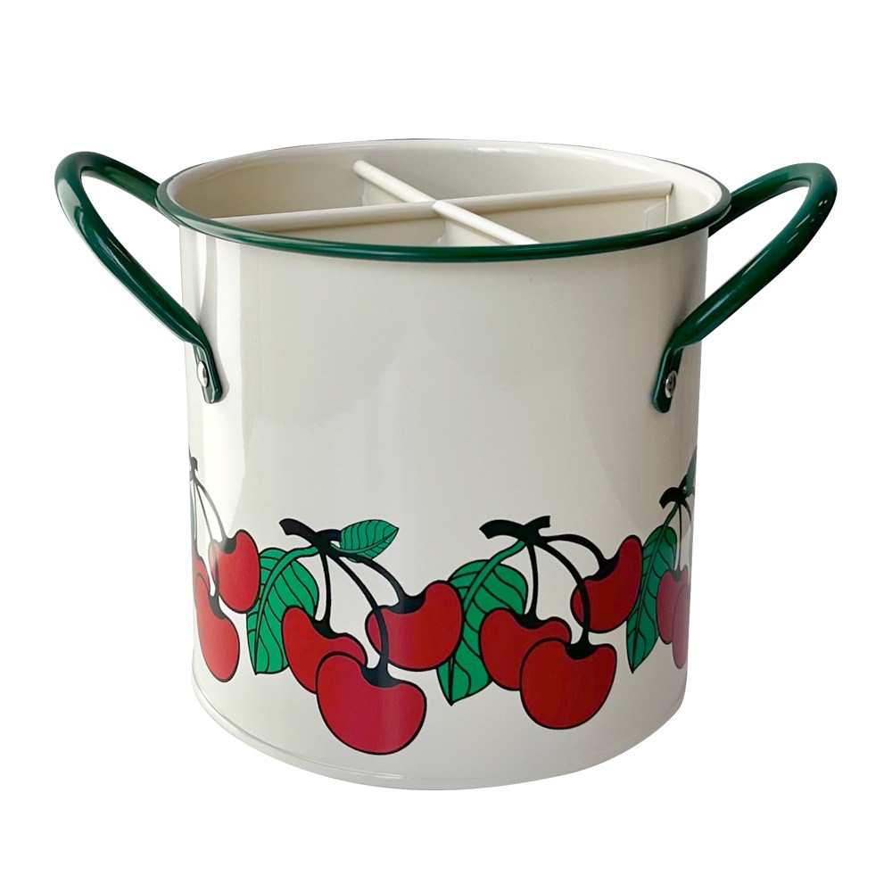 A의취향 빈티지 수저통 3colors 물빠짐 칸막이 조리도구 정리함, 체리, 1개 24,970원