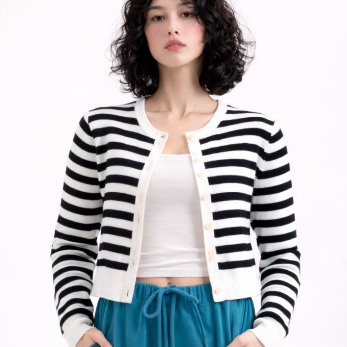 RRR 여성 단가라 캐주얼 심플 니트 가디건 22,800원