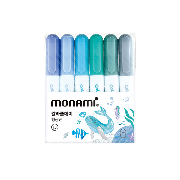 (모나미) NEW 칼라풀데이 형광펜 6색세트 (옵션) 6,200원
