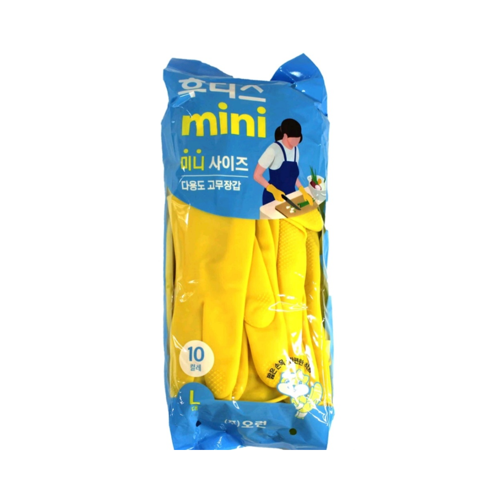 후디스 미니 다용도 고무장갑 옐로우 10켤레 L 짧은목 6,700원