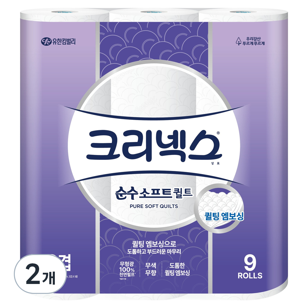 크리넥스 순수소프트 퀼트 천연펄프 3겹 롤화장지 11,860원