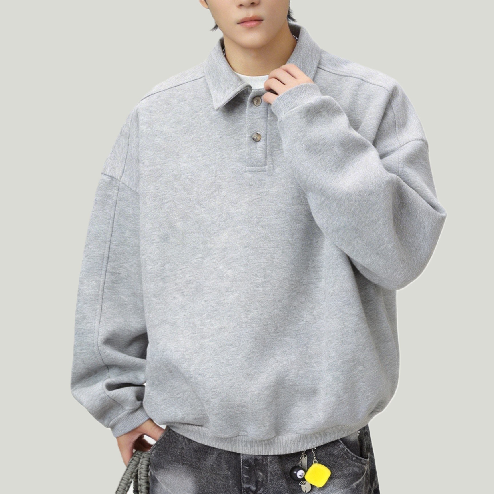 Tobee 봄가을 남성 오버핏 카라 맨투맨 티셔츠 루즈핏 순색 베이직 상의 데일리룩 캠퍼스룩 학생룩 41,990원